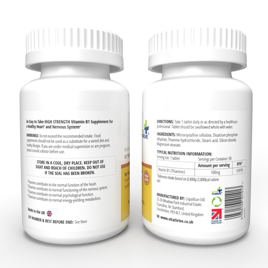 VitaThrive® Thiamine Vitamin B1 100mg – 90 Tablets