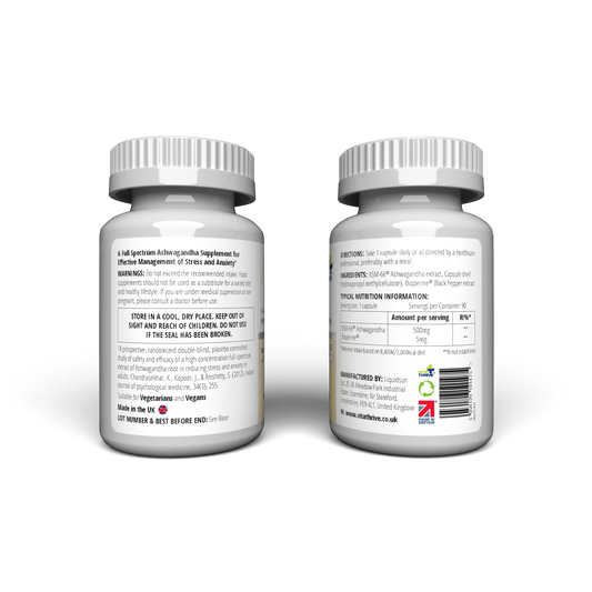 VitaThrive® KSM-66® Ashwagandha 500mg with Bioperine® Capsules - 90 Count