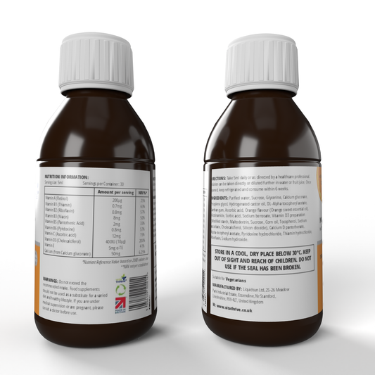 VitaThrive® Multivitamins for Children with Calcium Gluconate Liquid Oral Syrup – with Natural Orange Flavour