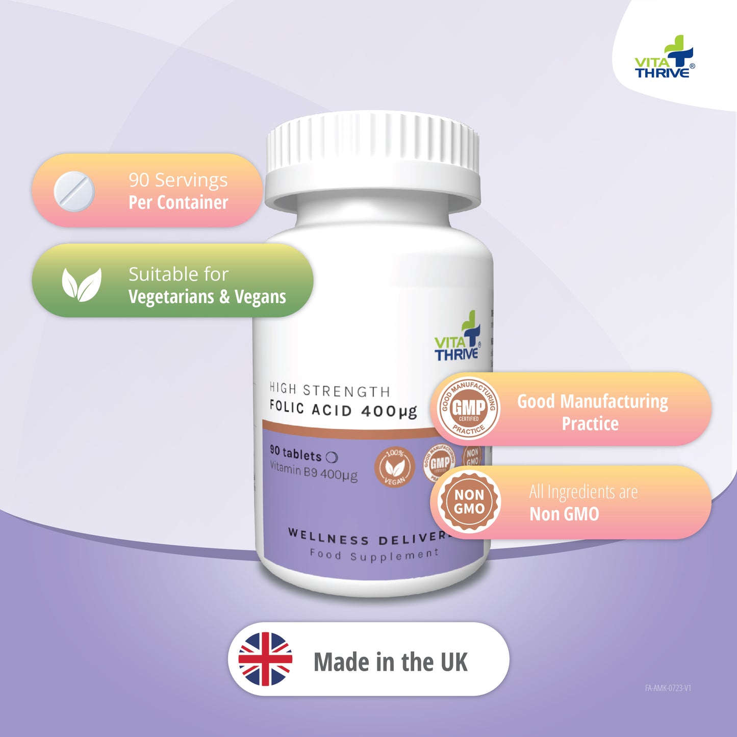 VitaThrive® Folic Acid 400µg – 90 Tablets