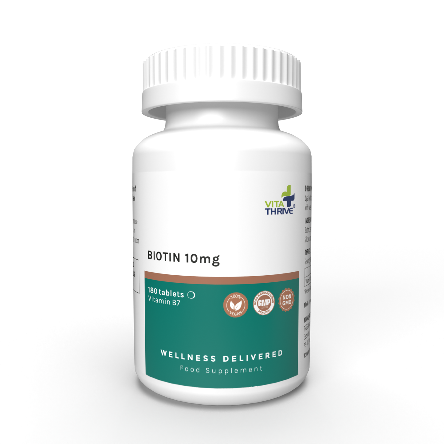 VitaThrive® Biotin 10mg (Vitamin B7 10000mcg) Tablets - 180 Count