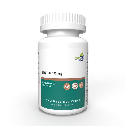 VitaThrive® Biotin 10mg (Vitamin B7 10000mcg) Tablets - 180 Count