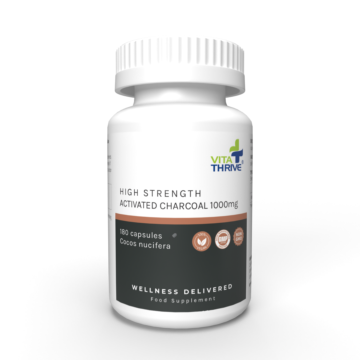 VitaThrive® High Strength Activated Charcoal (Cocos Nucifera)1000mg– 180 Capsule