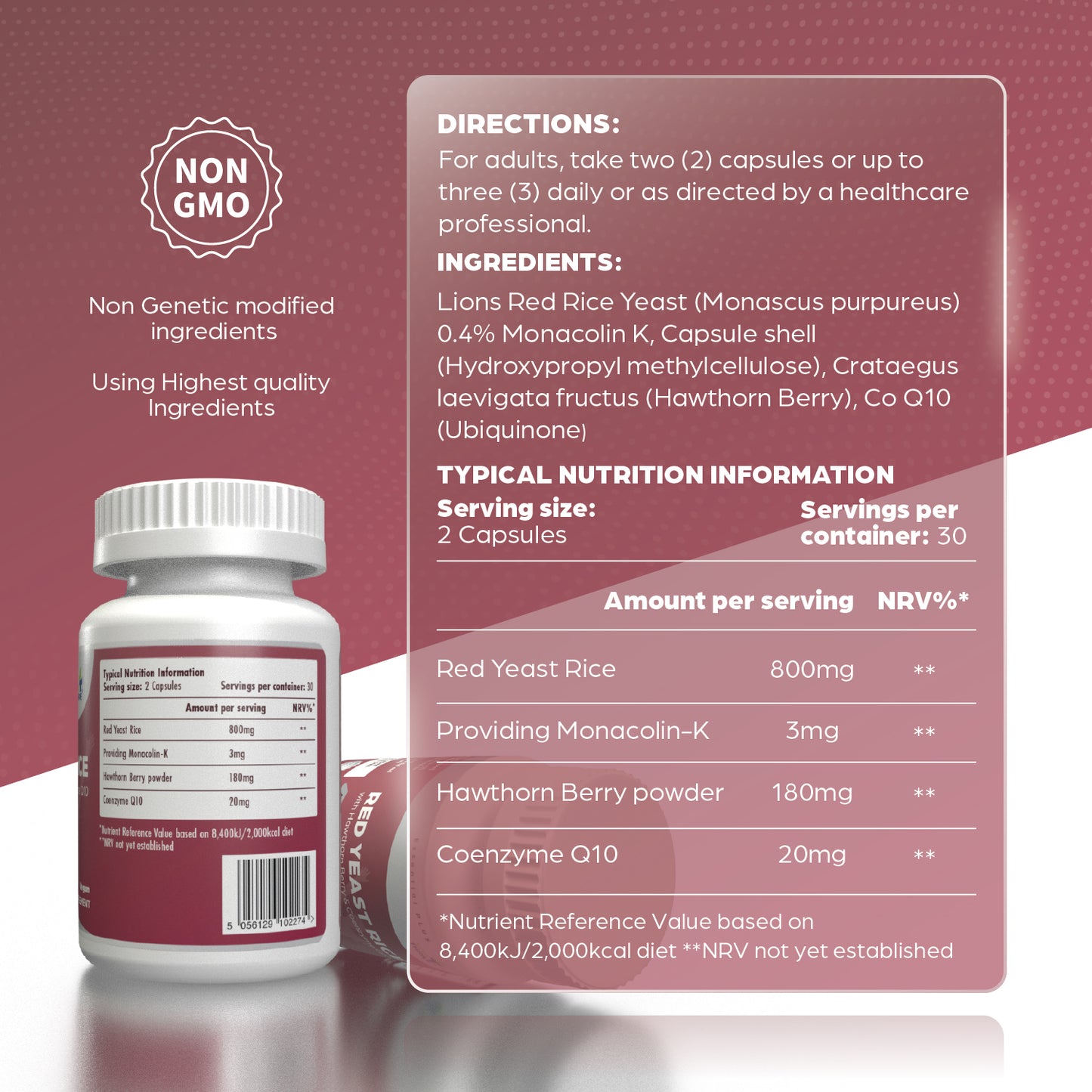 VitaThrive® Red Yeast Rice with Hawthorne Berry and Co-Enzyme Q10-60 Capsules