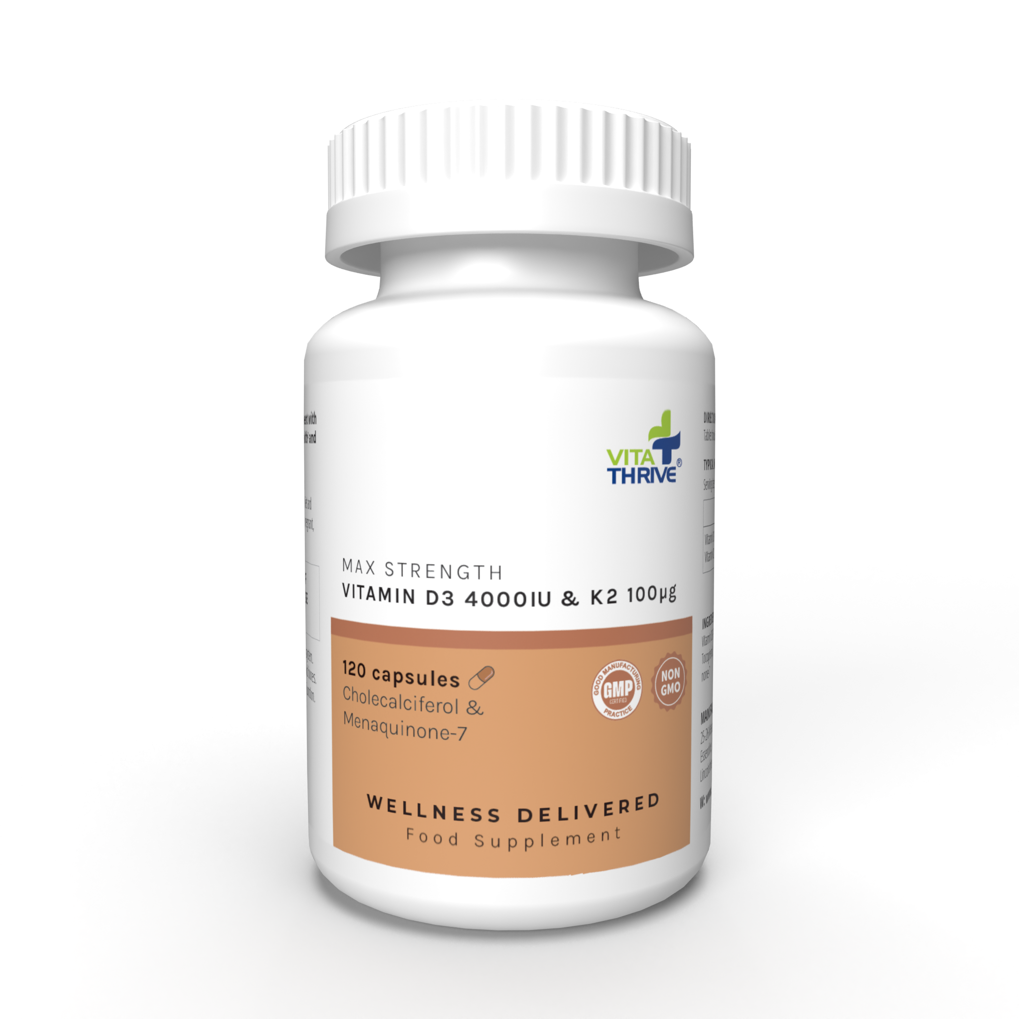 VitaThrive® Max Strength Vitamin D3 4,000iu (100µg) & Vitamin K2 100µg Capsules