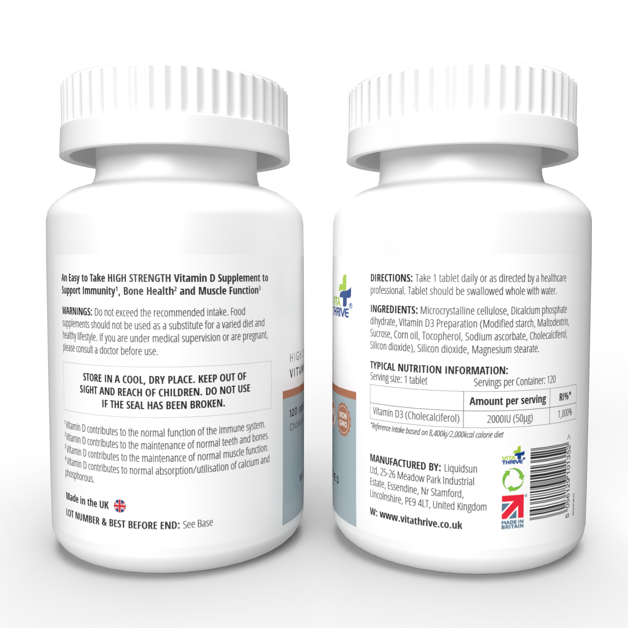 أقراص فيتامين د 3 1000 وحدة دولية (25 ميكروغرام) من VitaThrive