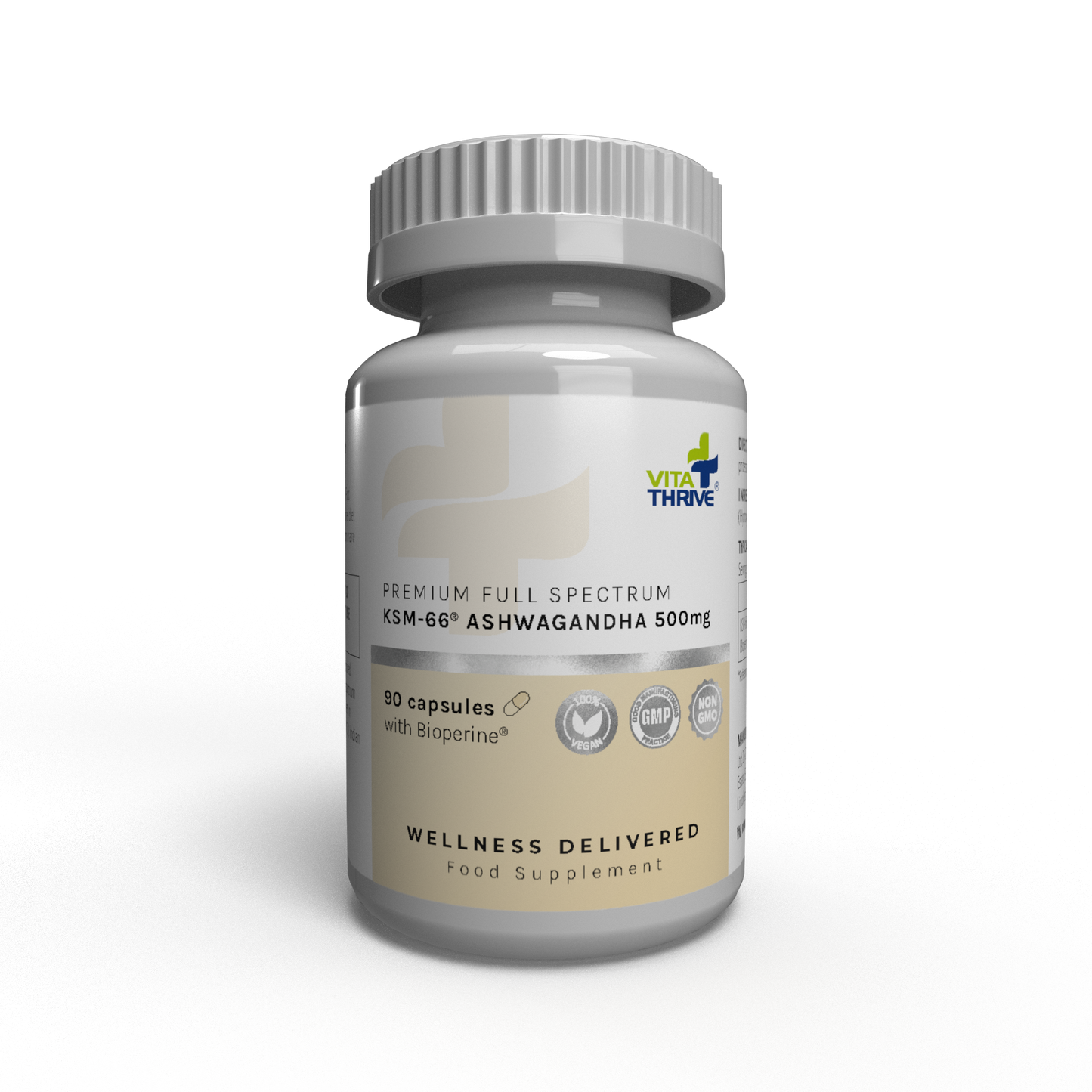 VitaThrive® KSM-66® Ashwagandha 500mg with Bioperine® Capsules - 90 Count