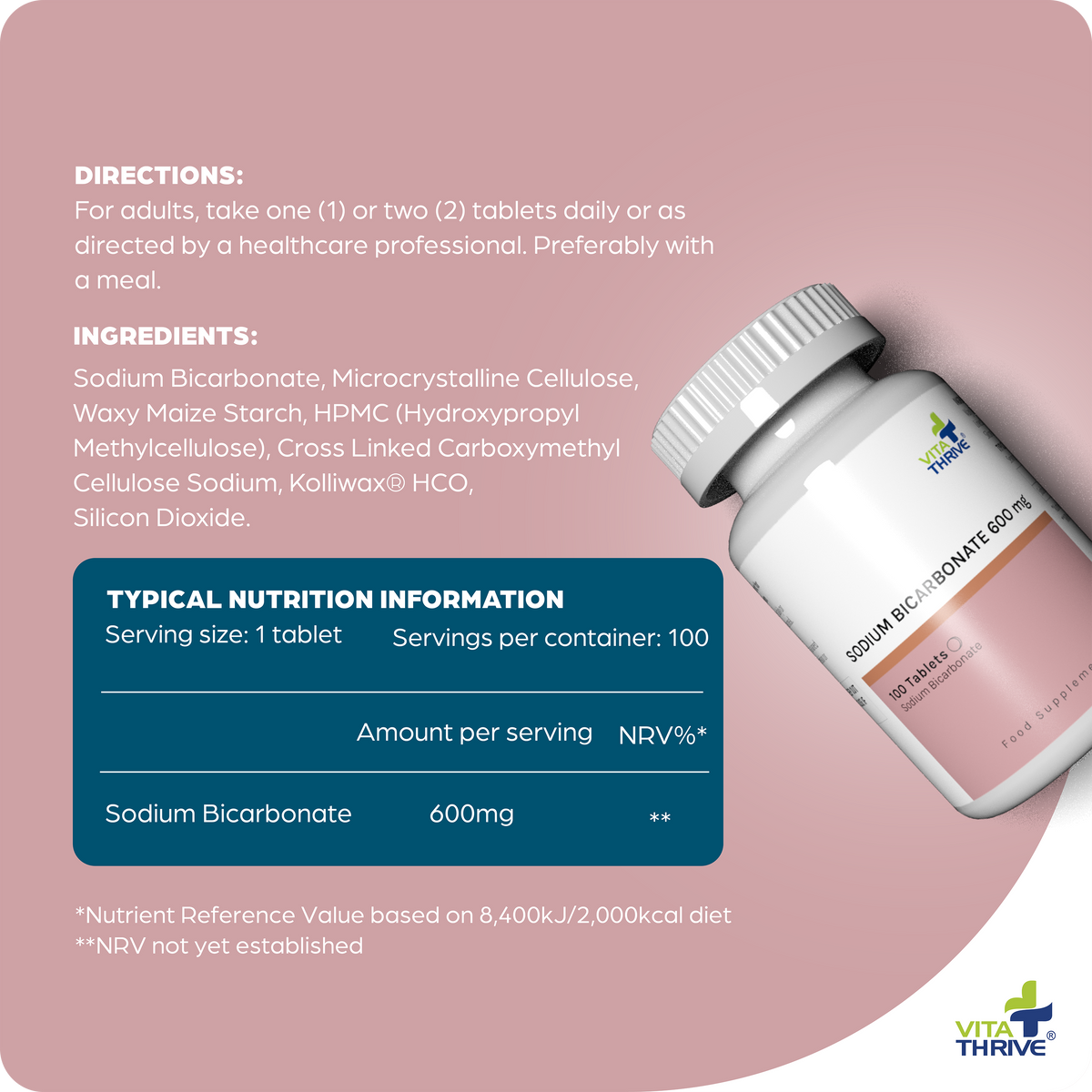 VitaThrive® Sodium Bicarbonate 600mg Tablets