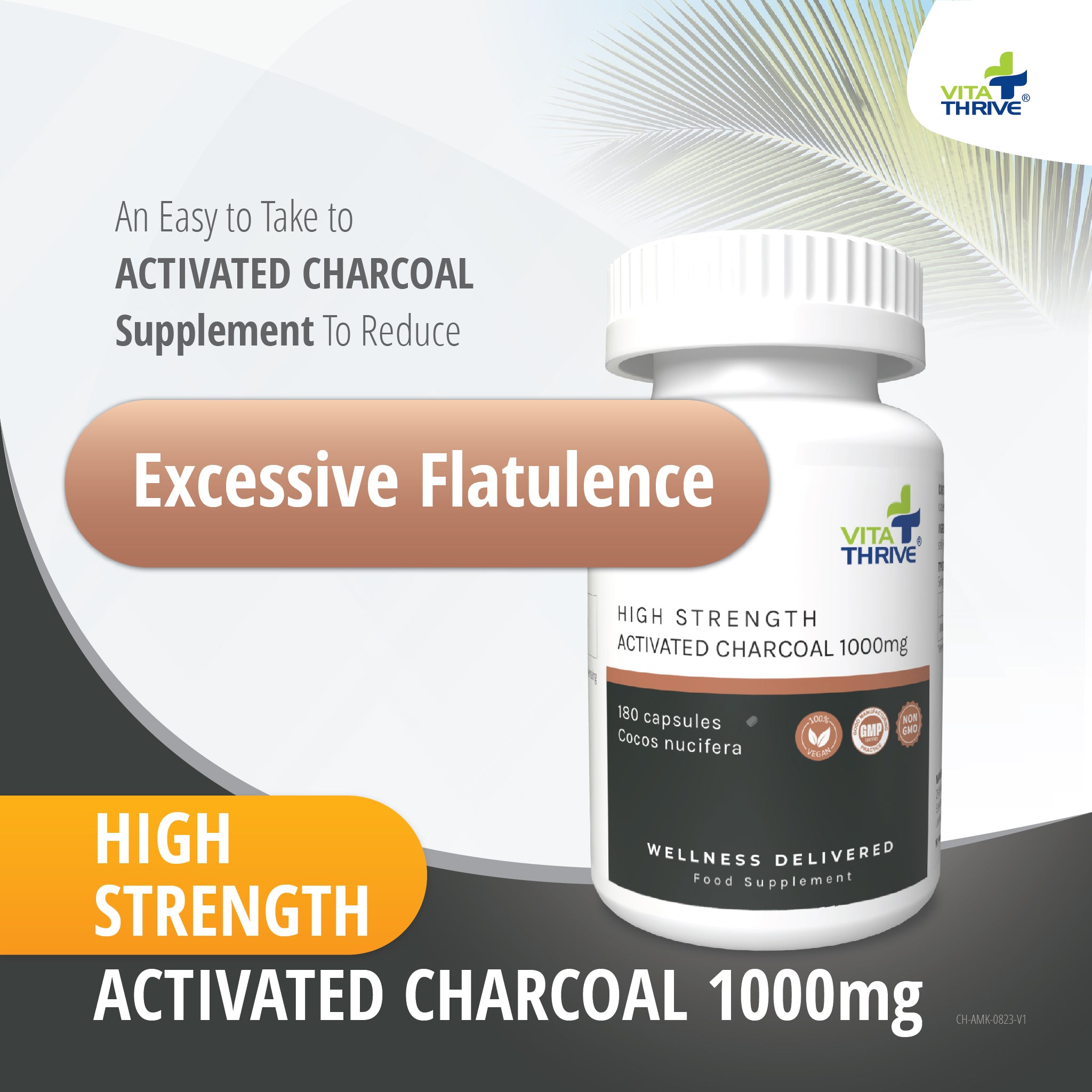 VitaThrive® High Strength Activated Charcoal (Cocos Nucifera)1000mg– 180 Capsule