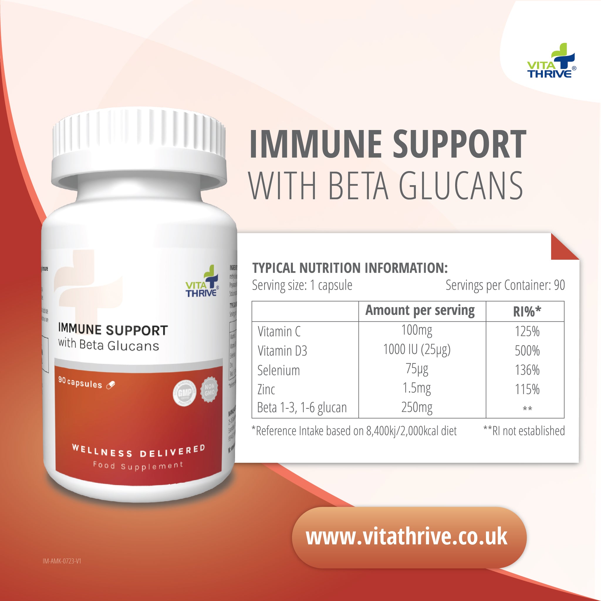 VitaThrive® Immune Support with Beta Glucans - 90 Capsules