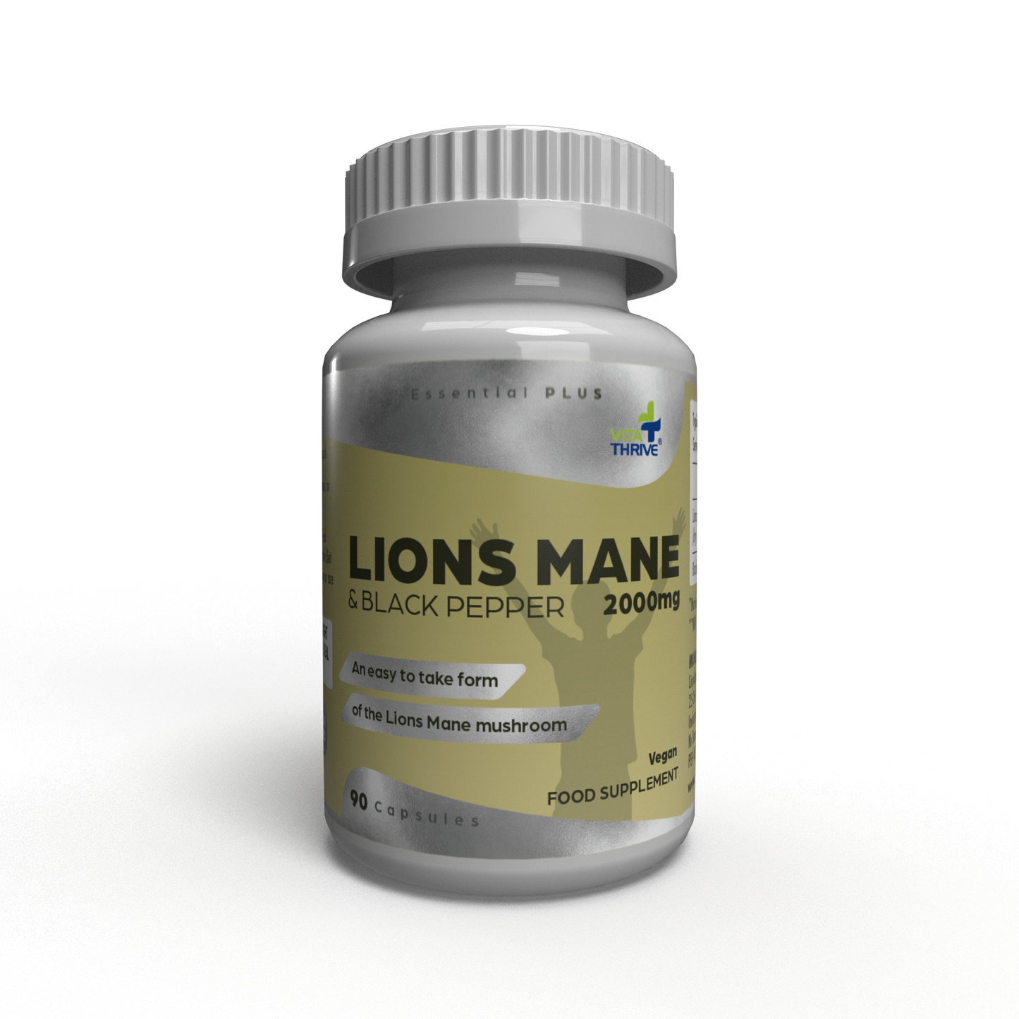 VitaThrive® Lions Mane 2,000mg & Black Pepper Capsules