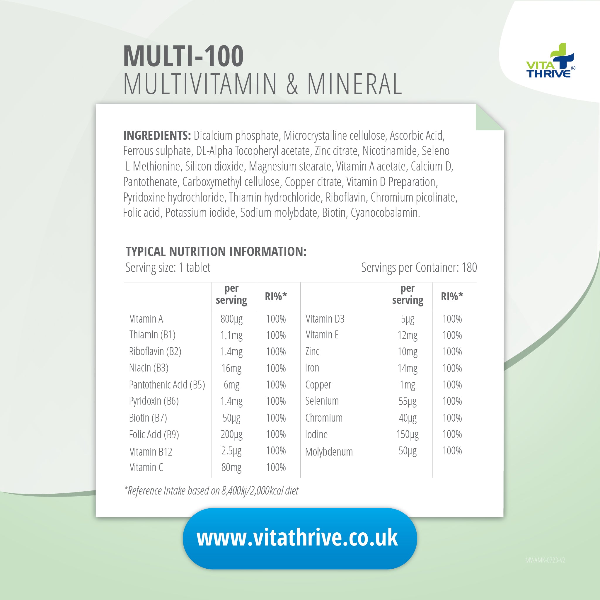 VitaThrive® Multi-100 - 180 Tablets