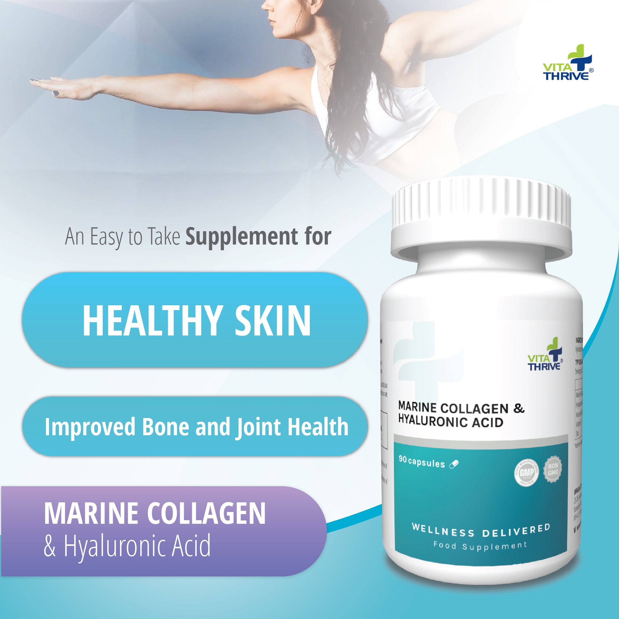 VitaThrive® Marine Collagen & Hyaluronic Acid - 90 Capsules