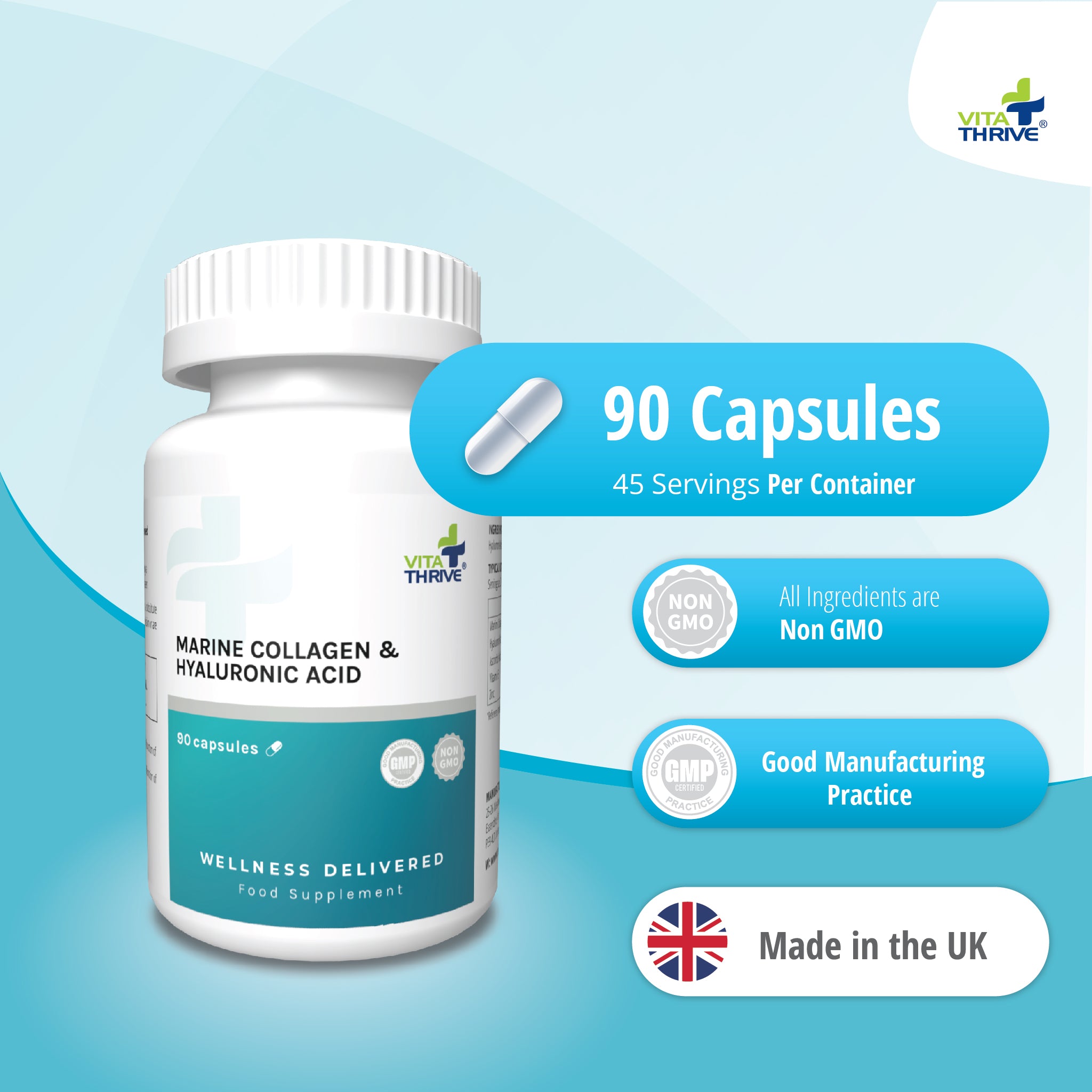 VitaThrive® Marine Collagen & Hyaluronic Acid - 90 Capsules
