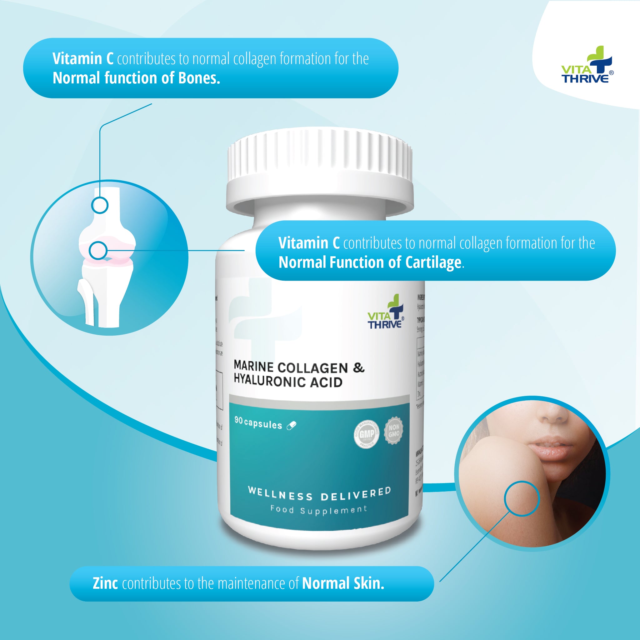 VitaThrive® Marine Collagen & Hyaluronic Acid - 90 Capsules