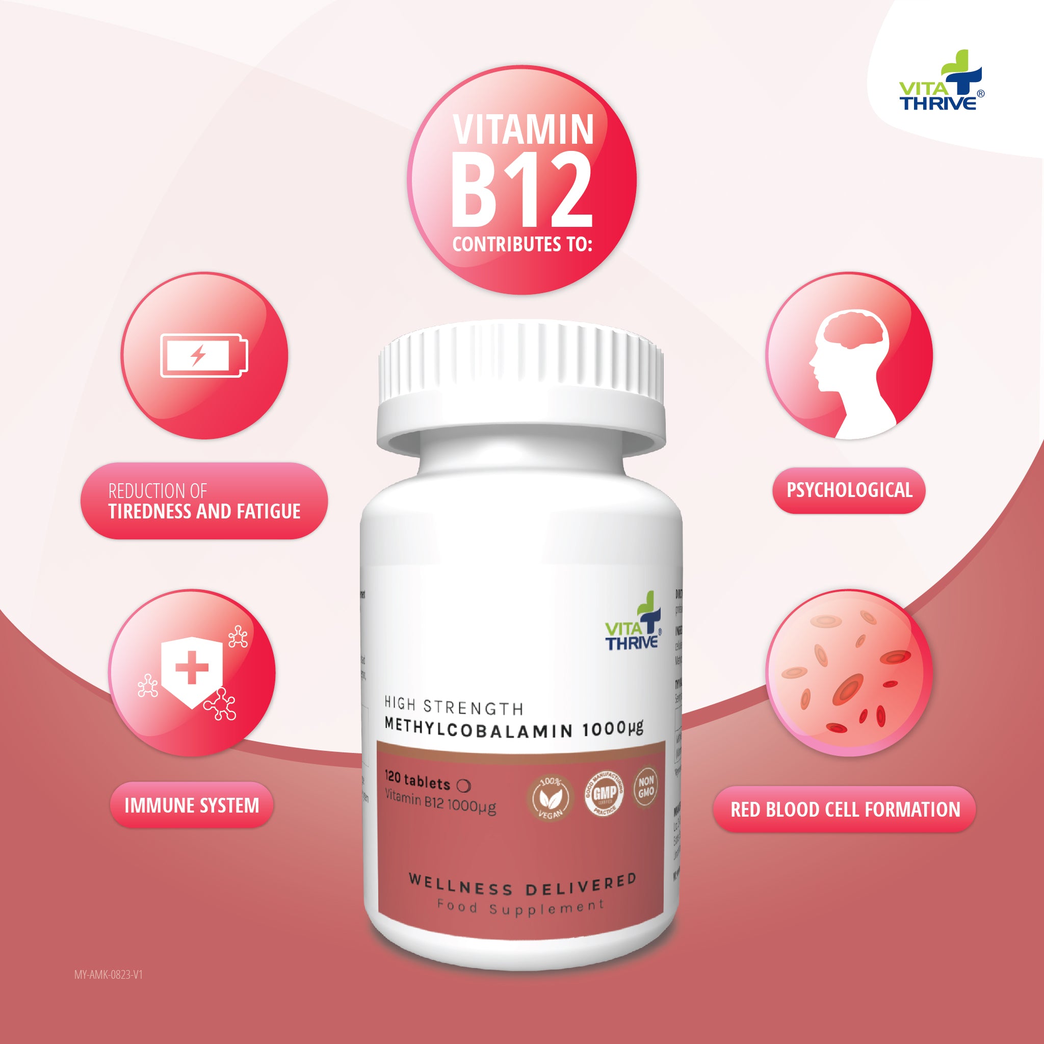 VitaThrive® Vitamin B12 (Methylcobalamin) 1000µg - 120 Tablets