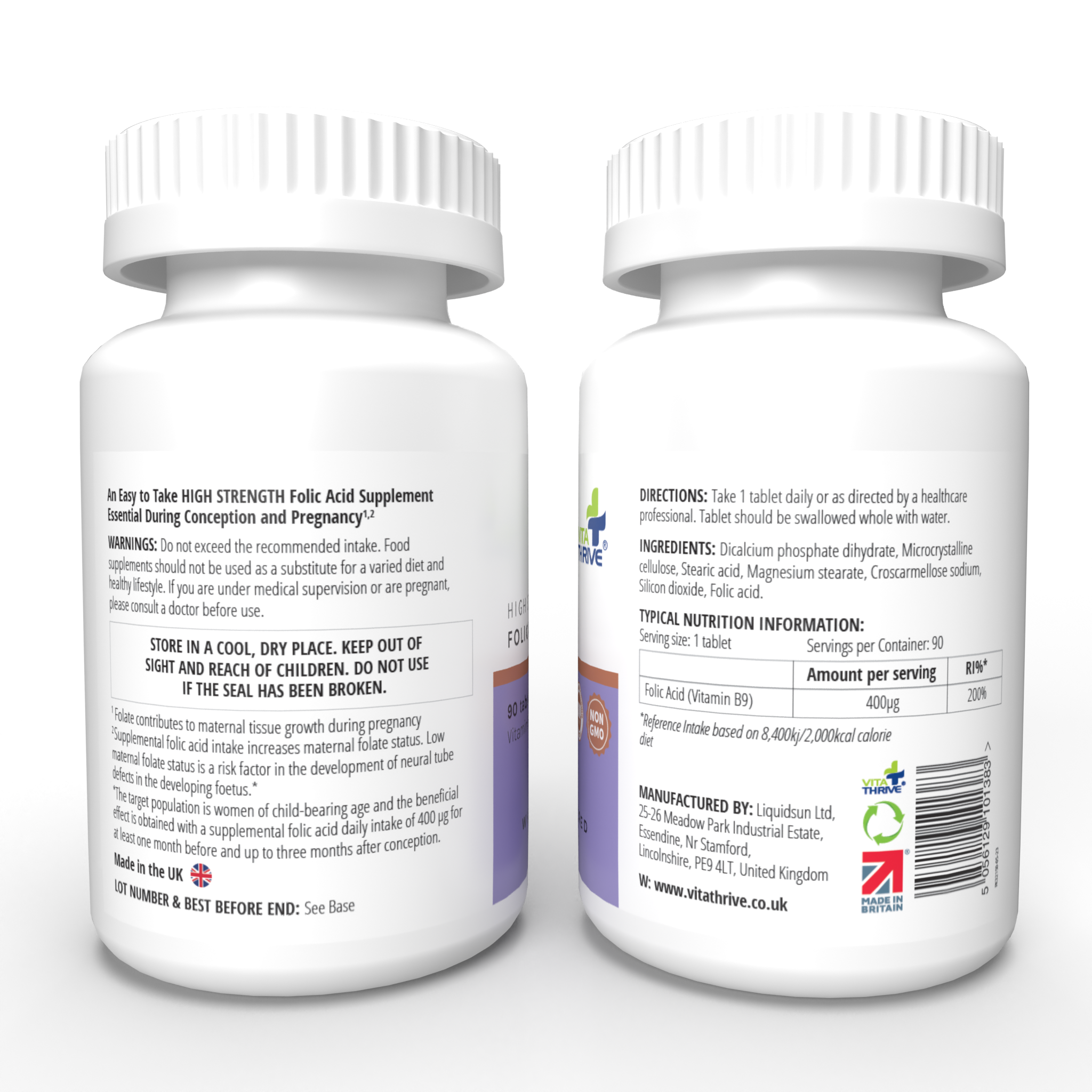 أقراص VitaThrive® Folic Acid 400 mg