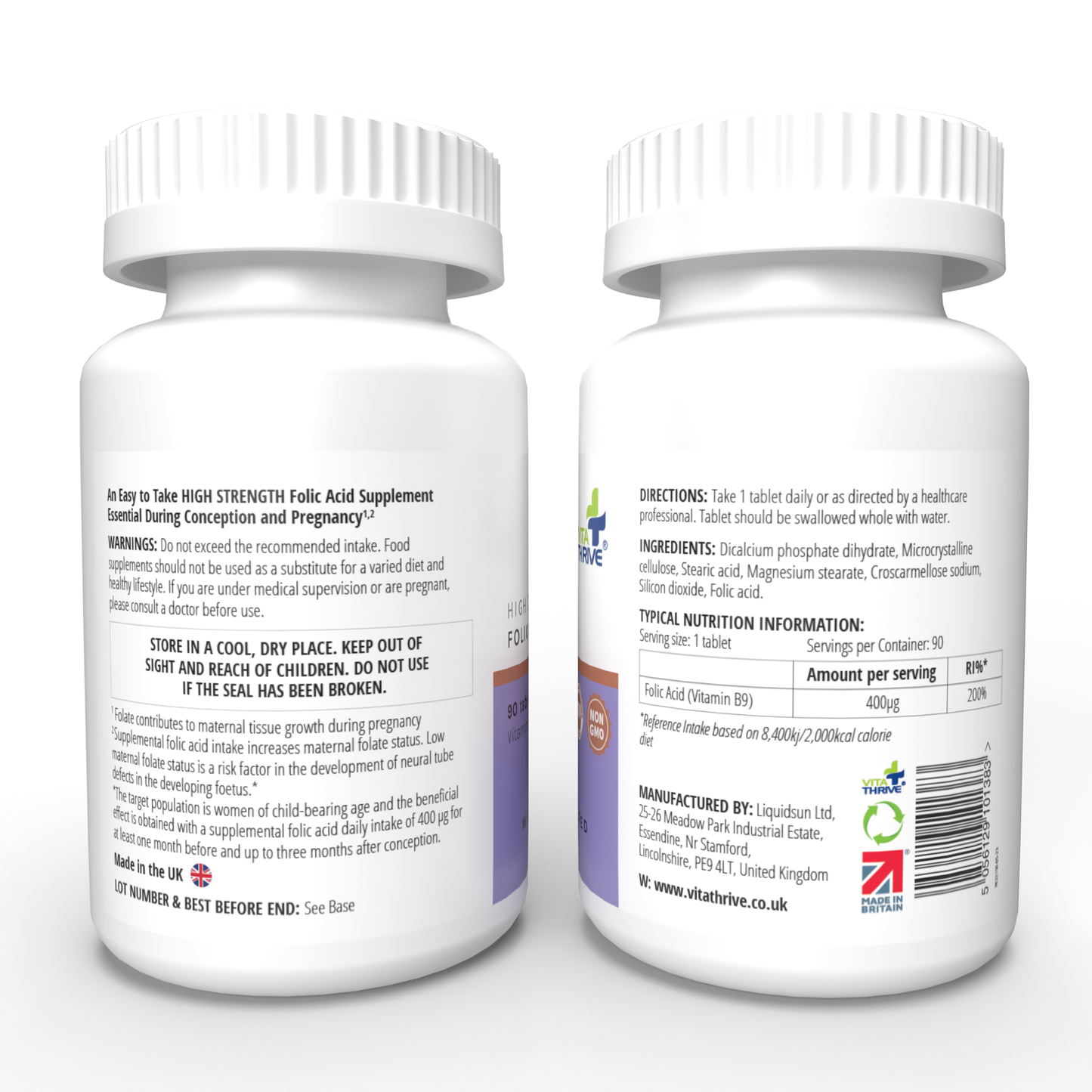 VitaThrive® Folic Acid 400µg – 90 Tablets