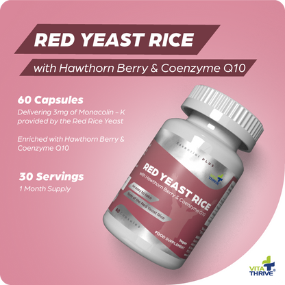 VitaThrive® Red Yeast Rice with Hawthorne Berry and Co-Enzyme Q10-60 Capsules
