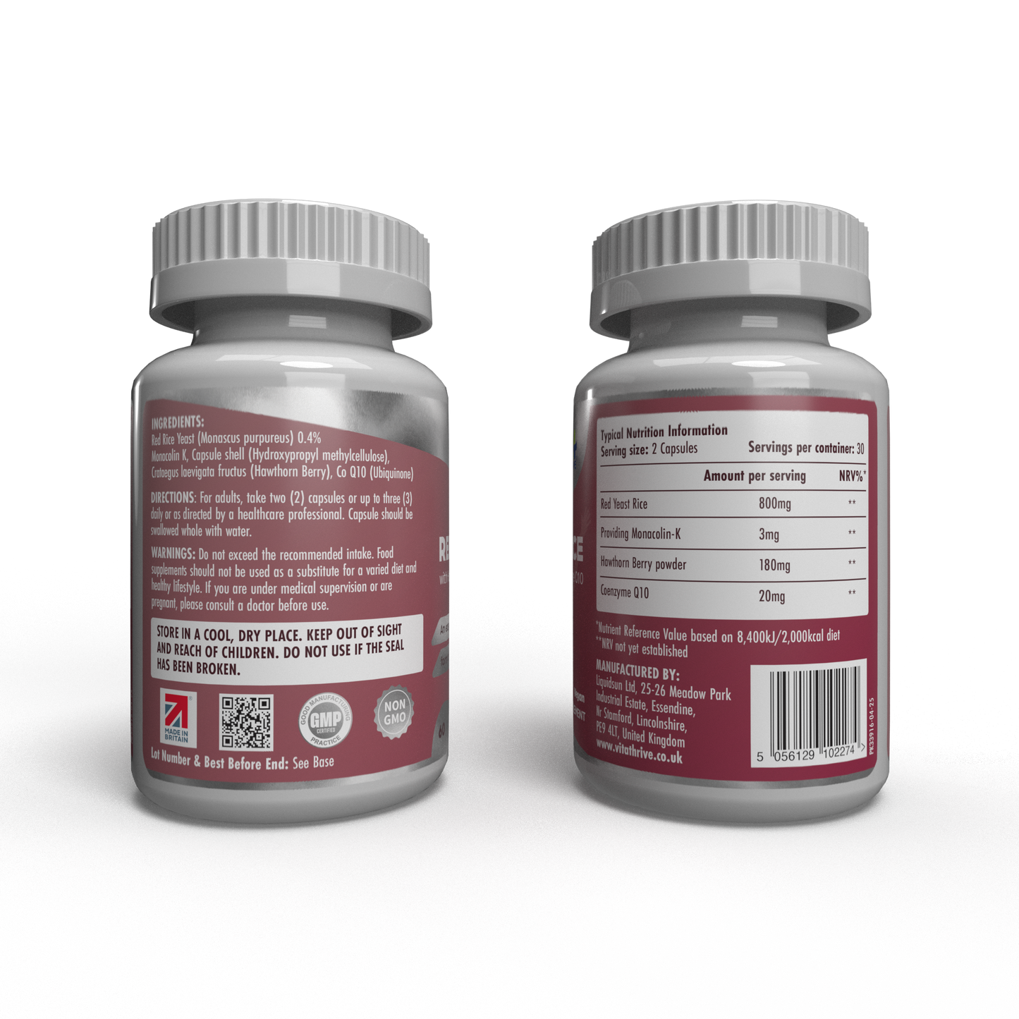 VitaThrive® Red Yeast Rice with Hawthorne Berry and Co-Enzyme Q10-60 Capsules