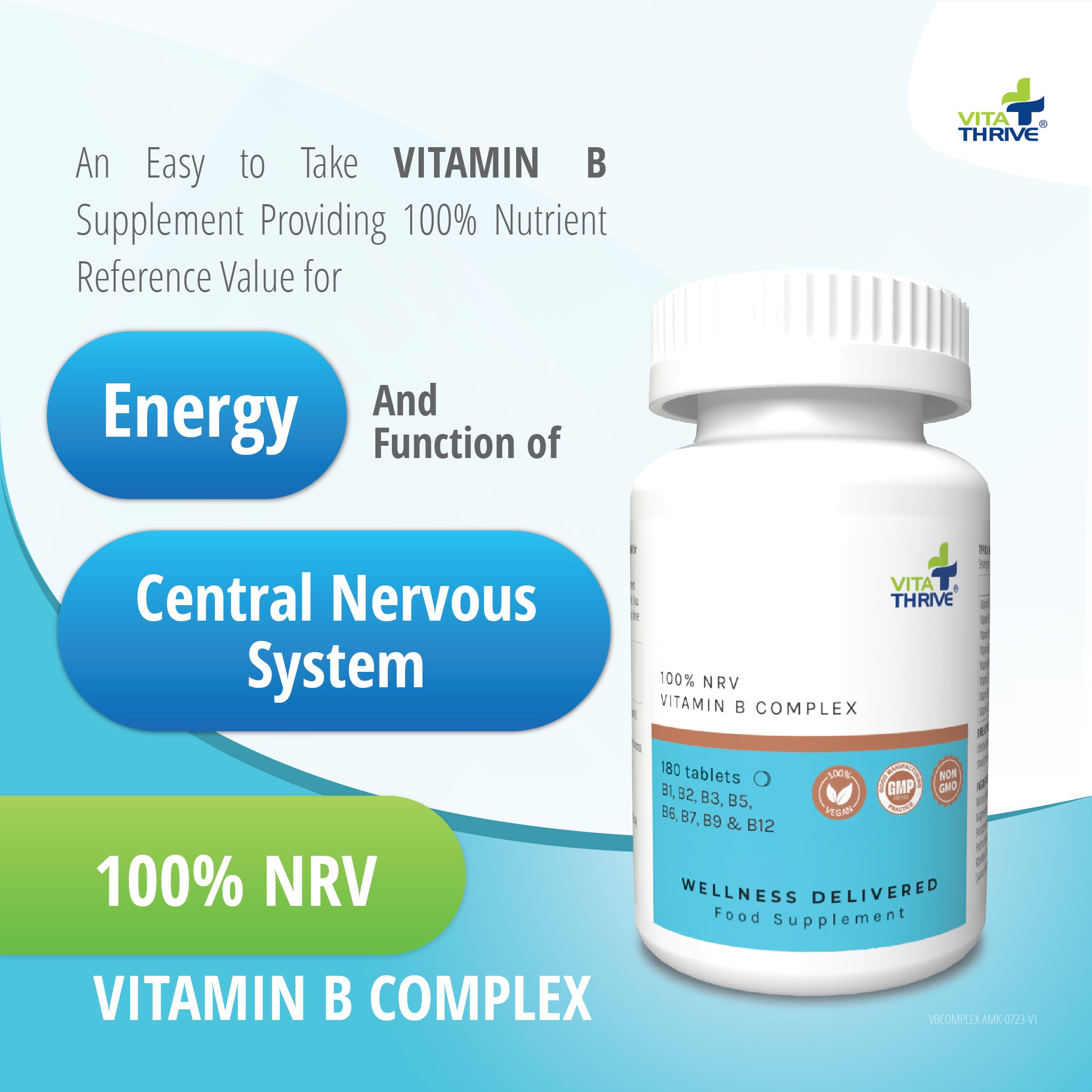 أقراص VitaThrive® Vitamin B Complex (100٪ NRV)