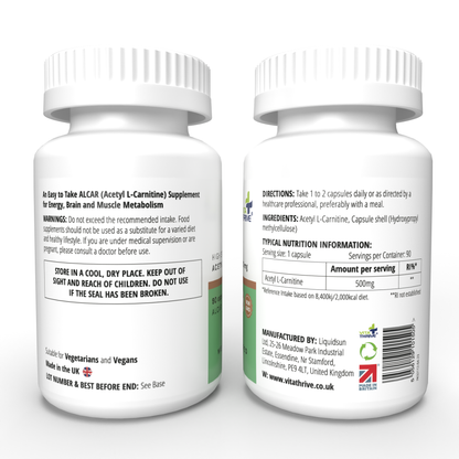 l carnitine substitute best l carnitine supplement uk VitaThrive® Acetyl L Carnitine 500mg – 90 Capsules