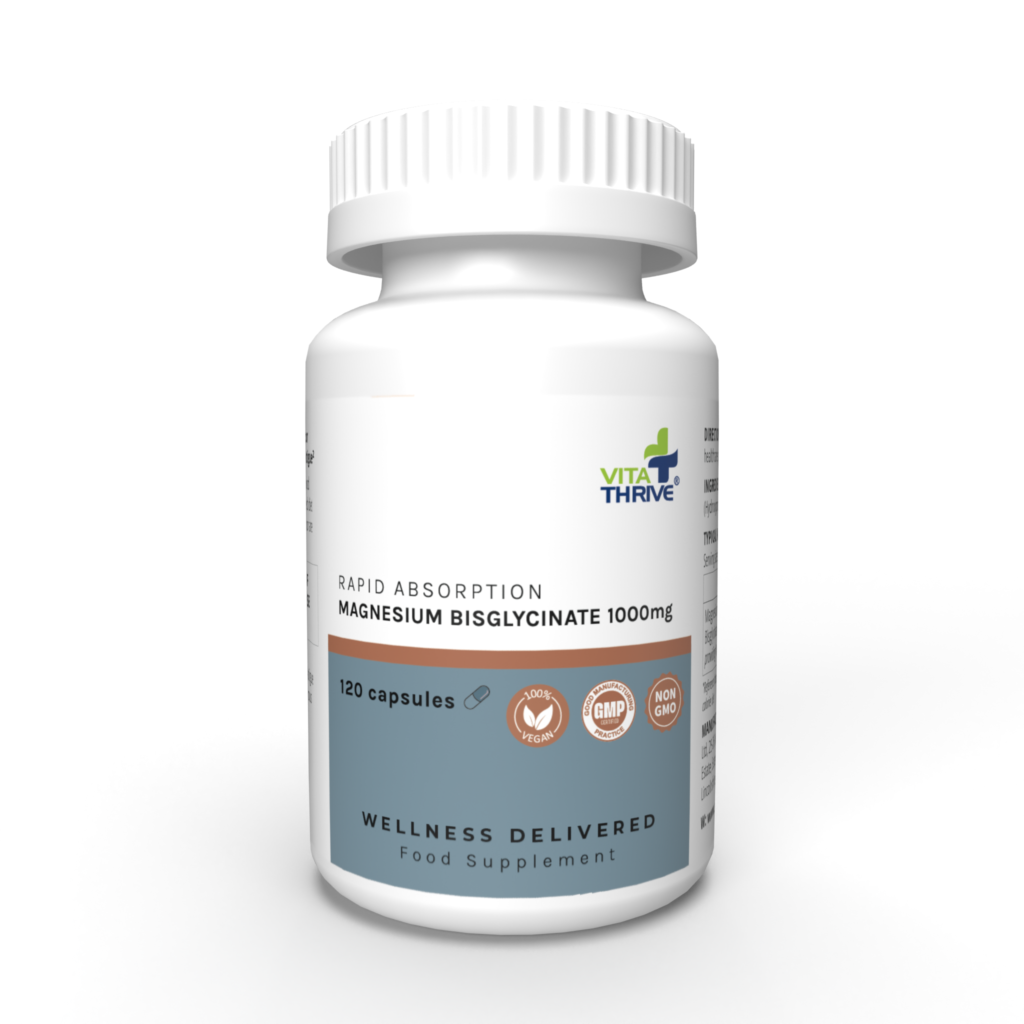 VitaThrive® Rapid Absorption Magnesium Bisglycinate 1,000mg – 120 Capsules
