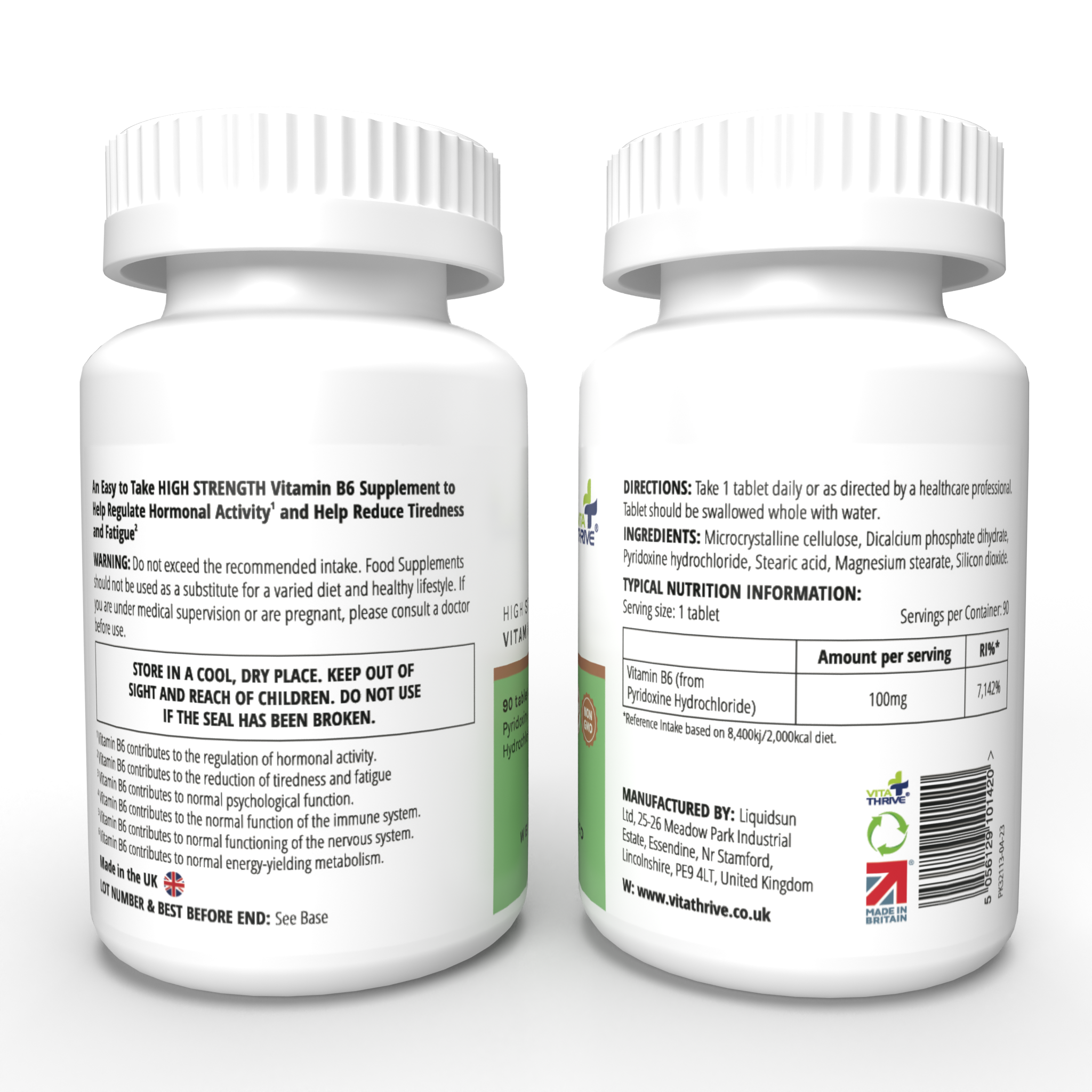 VitaThrive® High Strength Vitamin B6 100mg – 90 Tablets