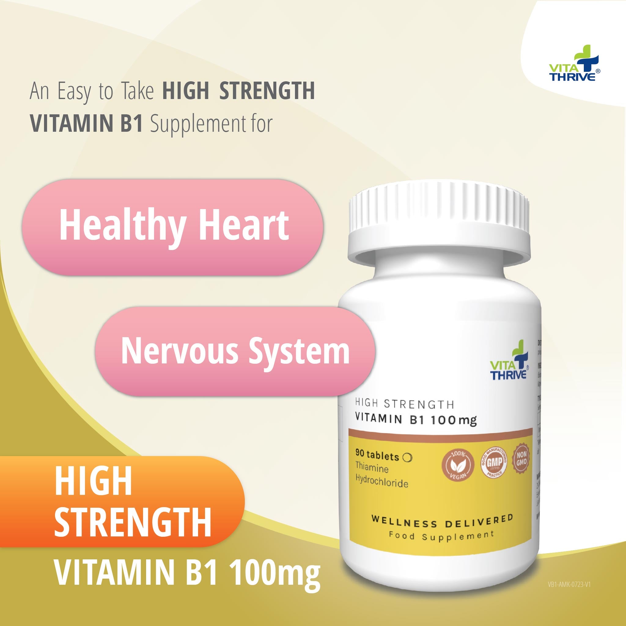VitaThrive® Thiamine Vitamin B1 100mg – 90 Tablets