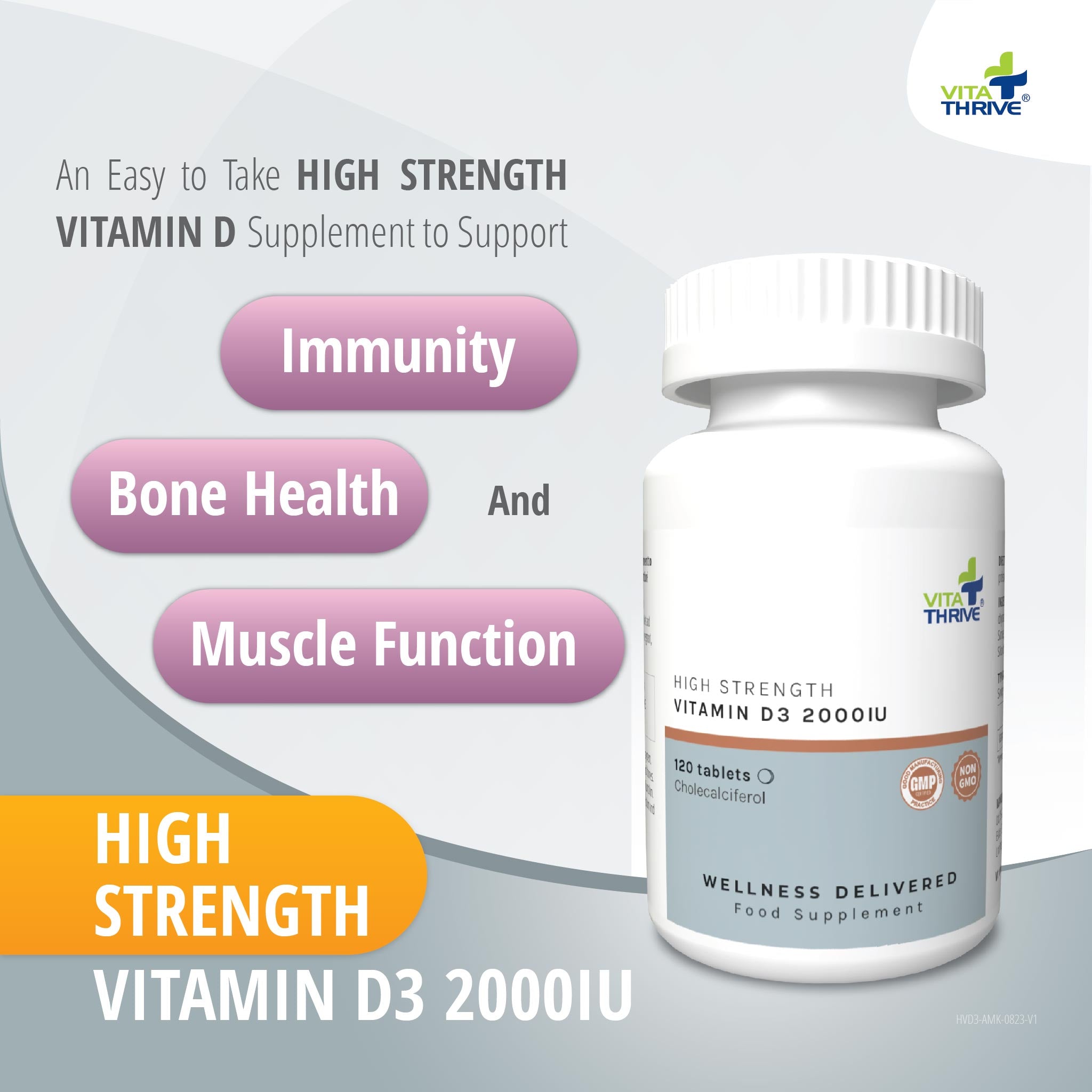 VitaThrive® High Strength Vitamin D3 2,000iu (50µg) Tablets
