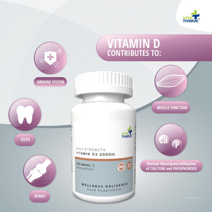 VitaThrive® High Strength Vitamin D3 2,000iu (50µg) Tablets