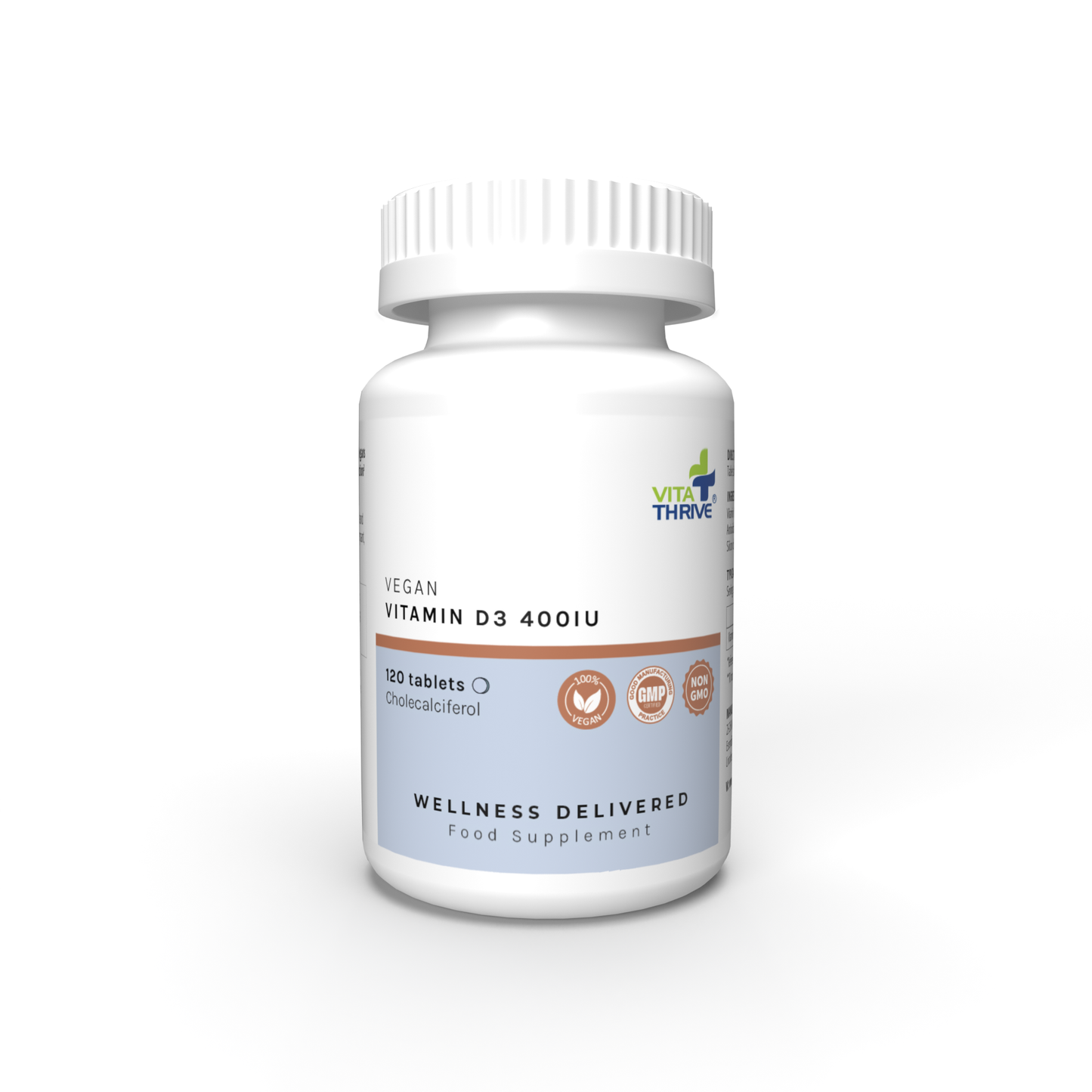 VitaThrive® Vegan Vitamin D3 400iu– 120 Tablets