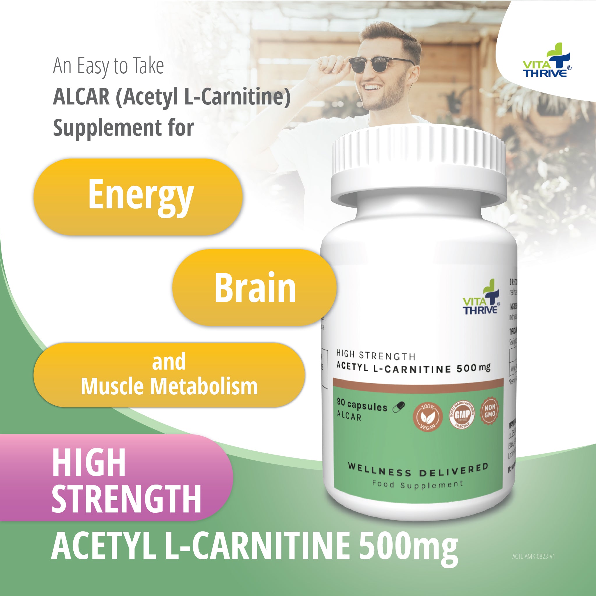 VitaThrive® Acetyl L Carnitine 500mg – 90 Capsules