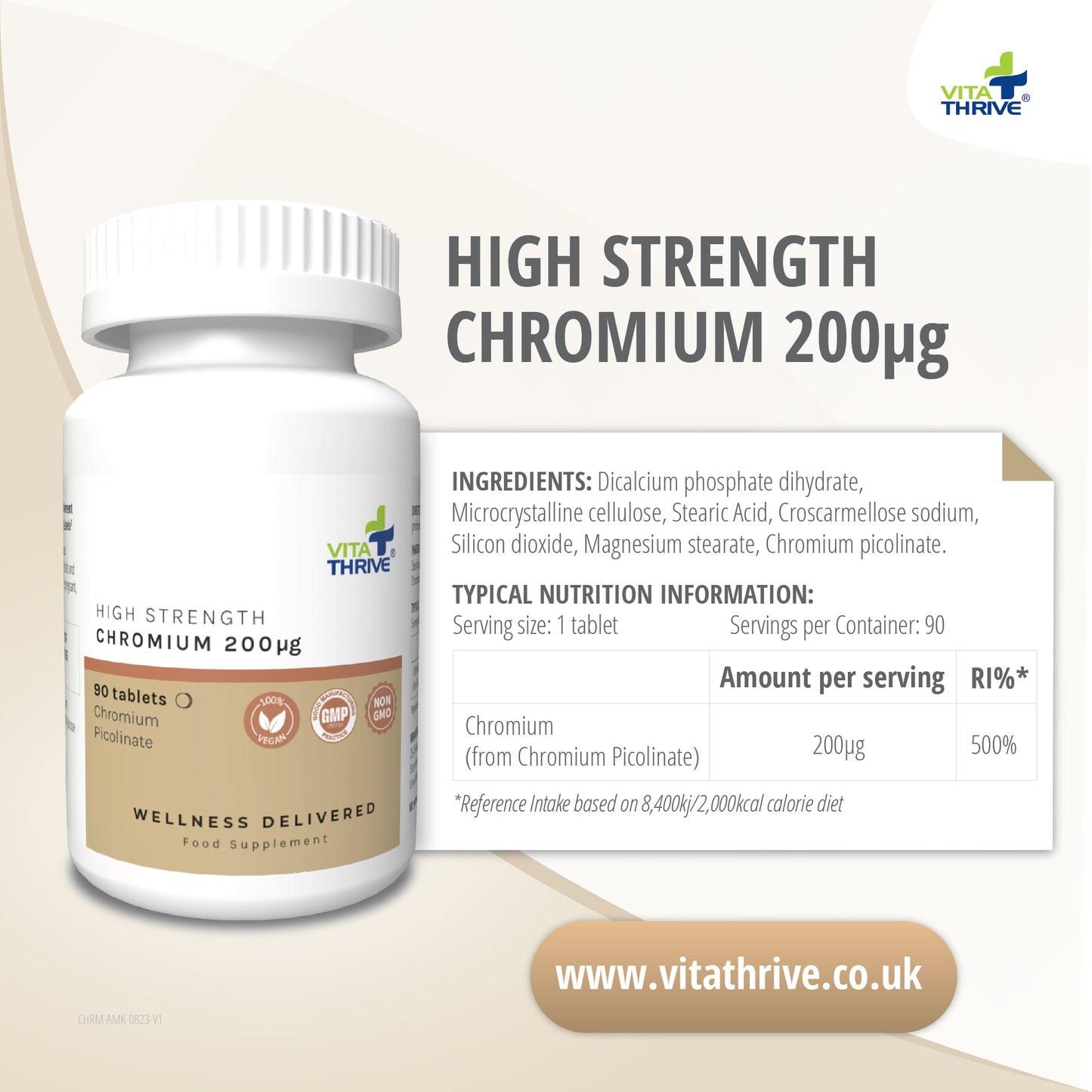 VitaThrive® Chromium Picolinate 200µg Tablets