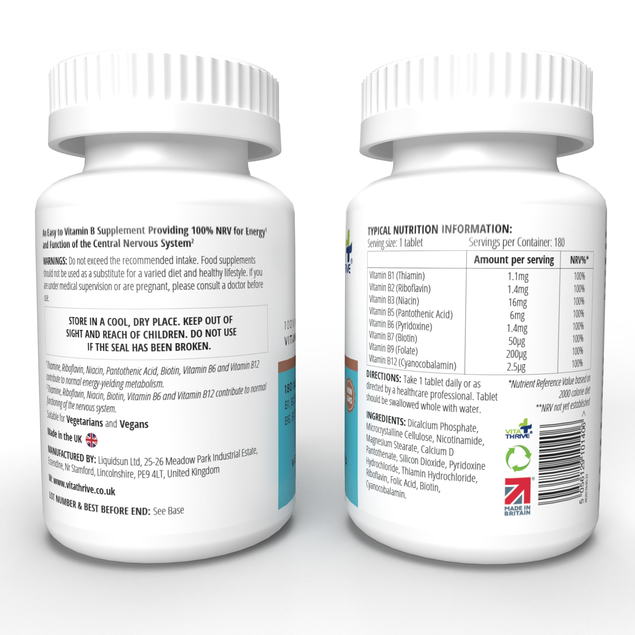 أقراص VitaThrive® Vitamin B Complex (100٪ NRV)